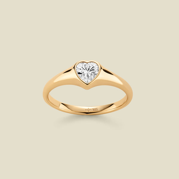 CZ Heart Signet Ring