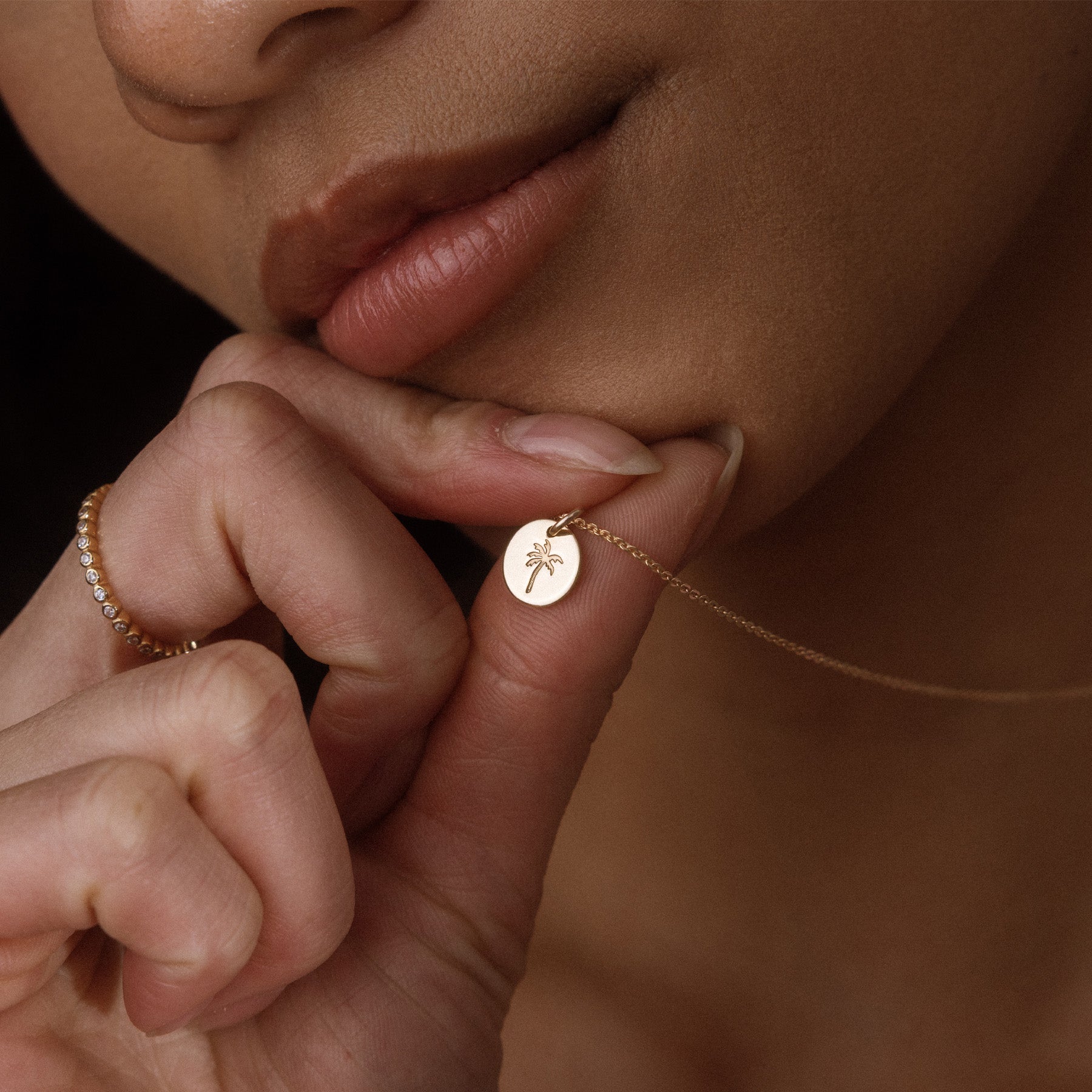 Palm Tree Disc Necklace