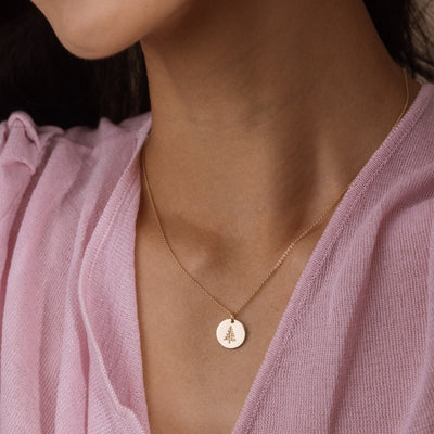 Pine Tree Disc Necklace
