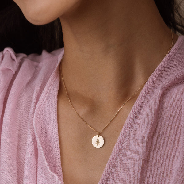 Pine Tree Disc Necklace
