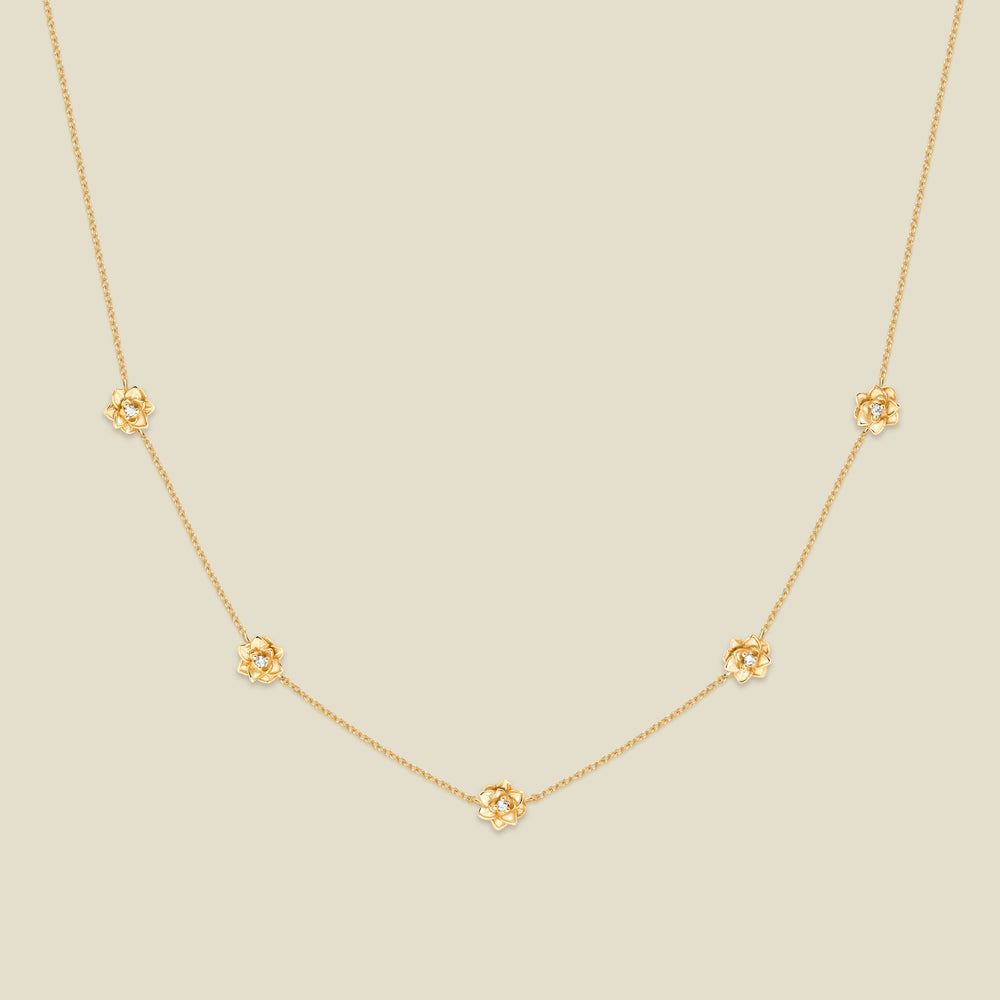 July CZ Birth Flower Station Necklace