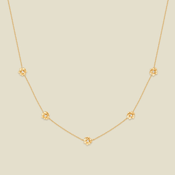 July CZ Birth Flower Station Necklace
