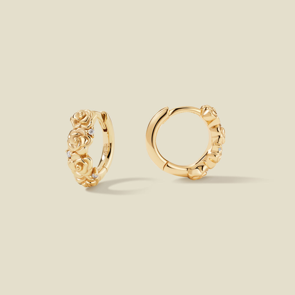 June CZ Birth Flower Huggie Hoop Earrings