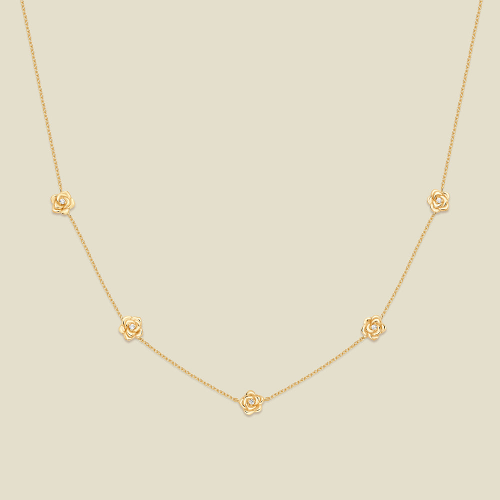 June CZ Birth Flower Station Necklace