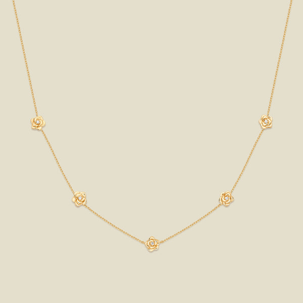 June CZ Birth Flower Station Necklace