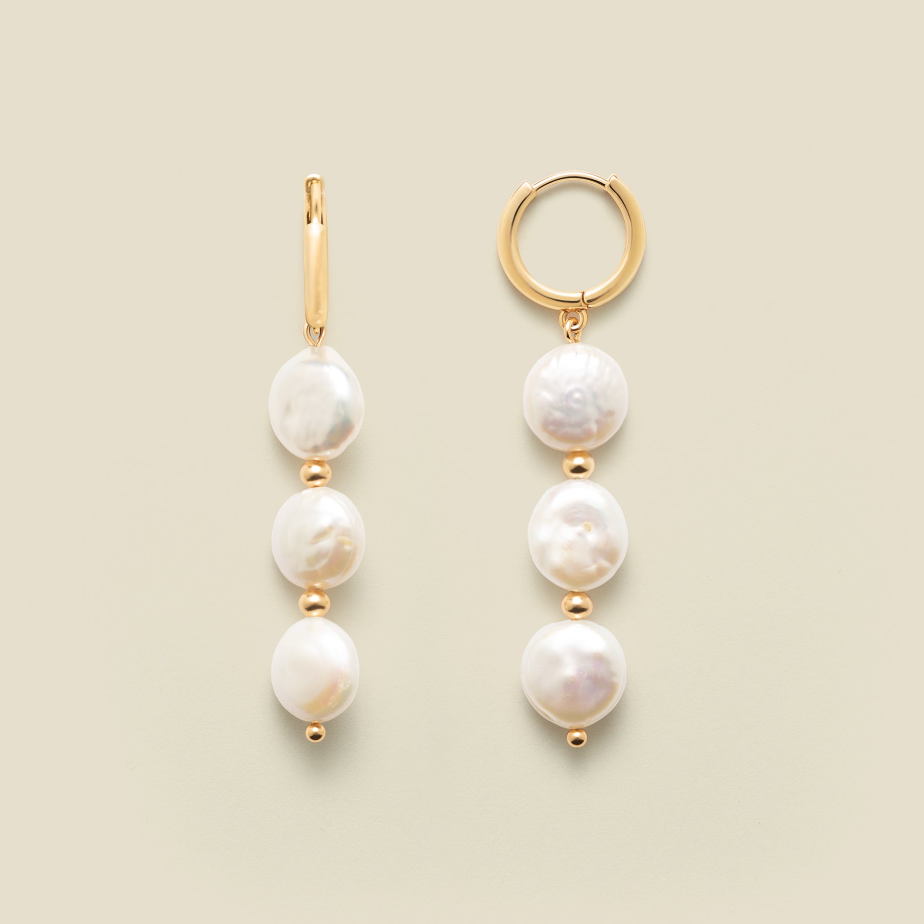 Laurel Pearl Drop Hoop Earrings | Statement Pearl Hoops – Made By Mary