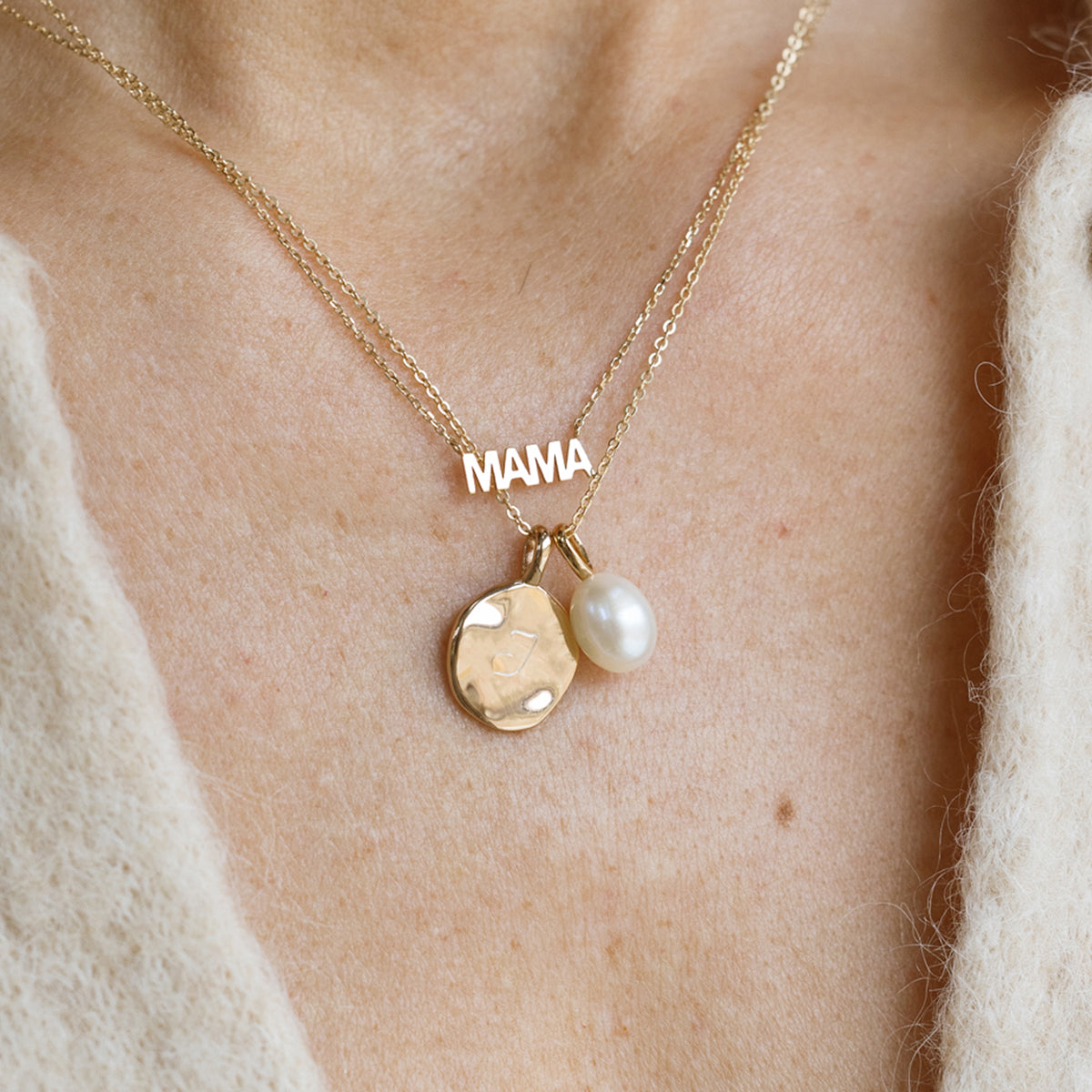 Solid Gold Mama Necklace | Everyday Gold Keepsake – Made By Mary