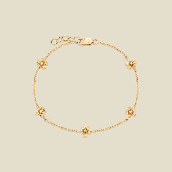March CZ Birth Flower Station Bracelet