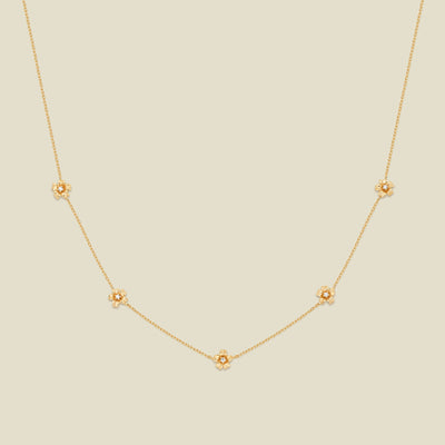 March CZ Birth Flower Station Necklace