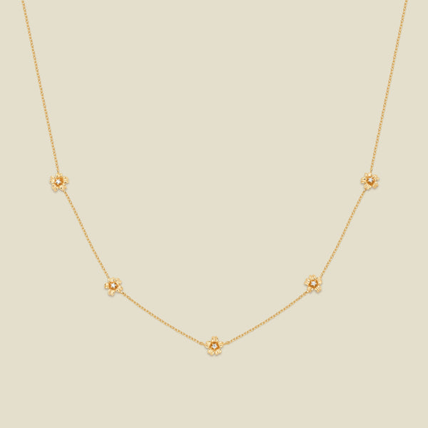 March CZ Birth Flower Station Necklace