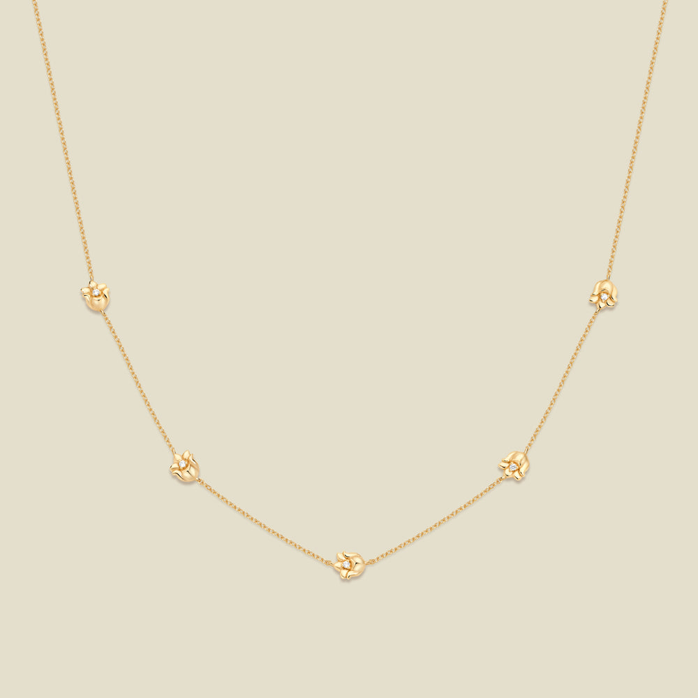 May CZ Birth Flower Station Necklace