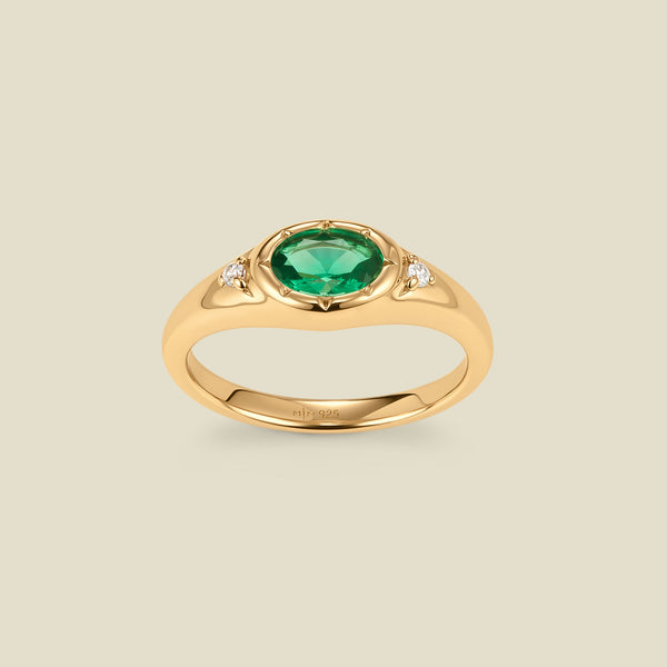 May Oval Birthstone Signet Ring