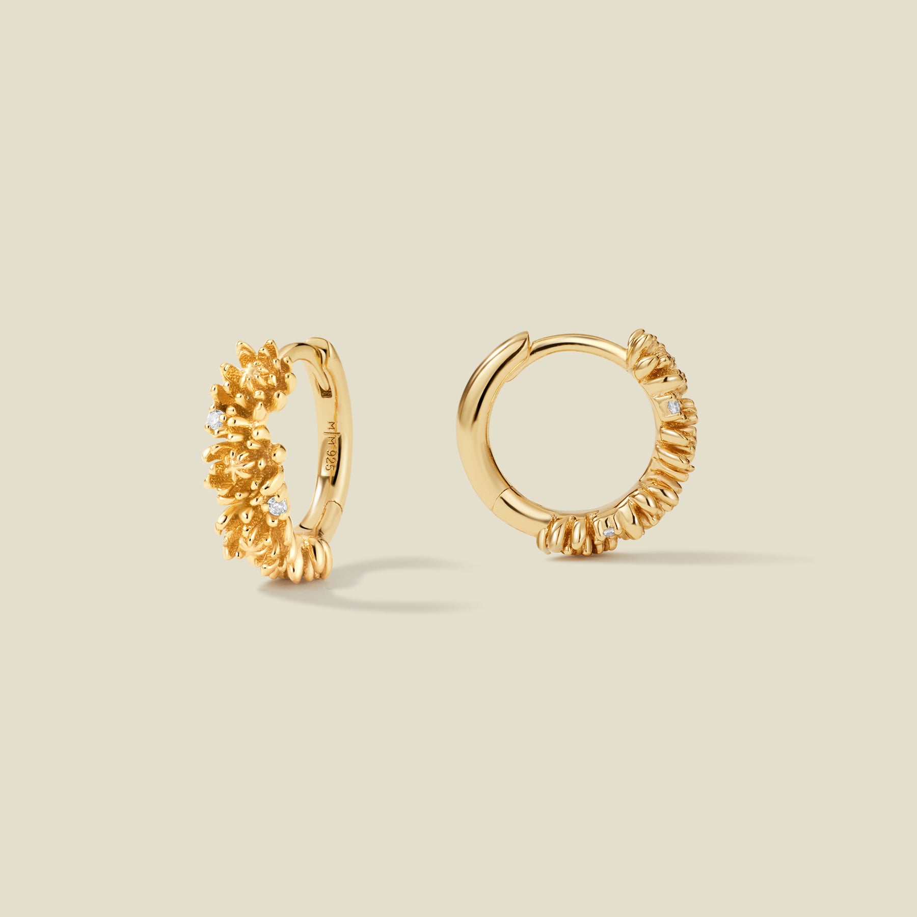 November CZ Birth Flower Huggie Hoop Earrings