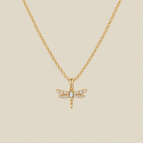 Opal Dragonfly Necklace