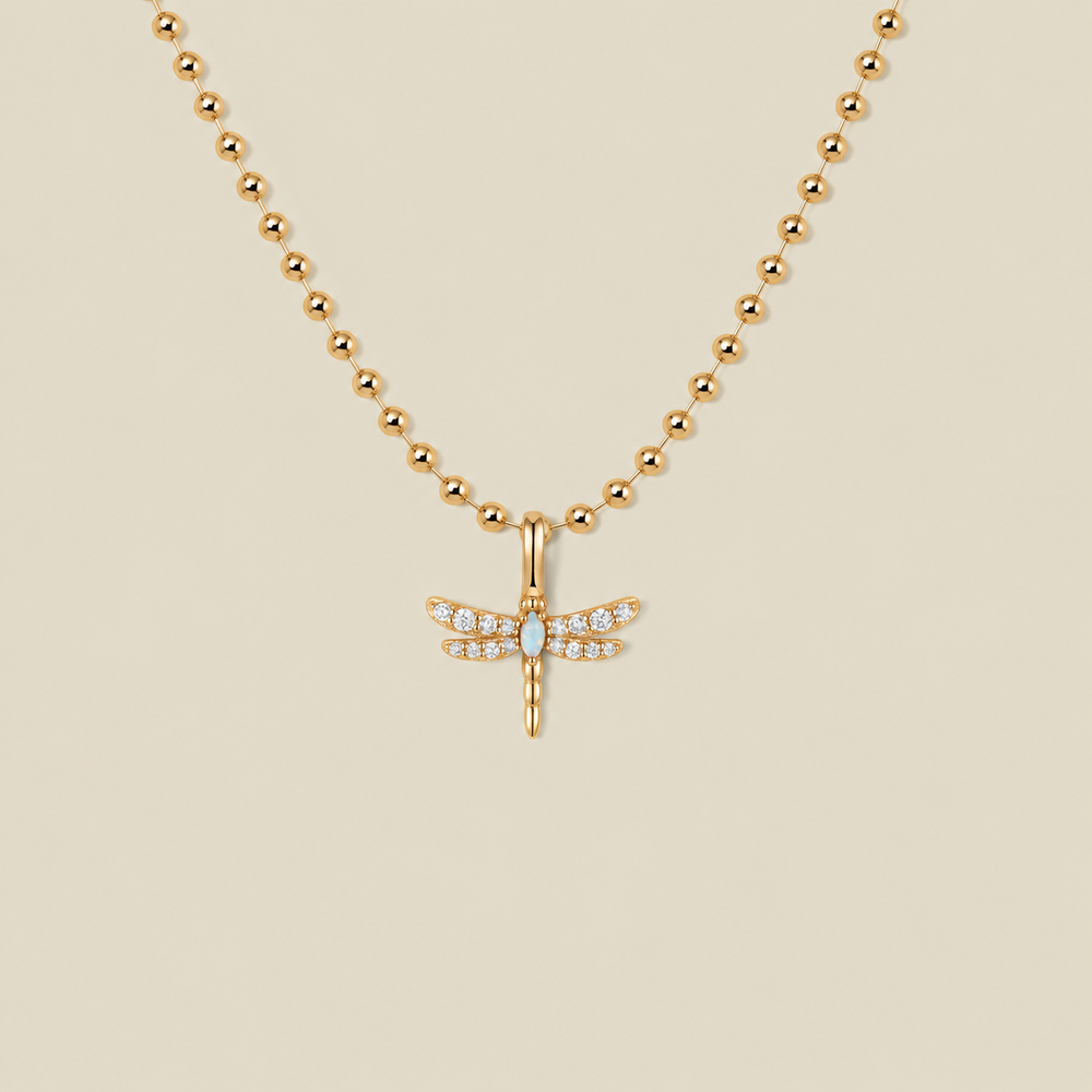 Opal Dragonfly Necklace