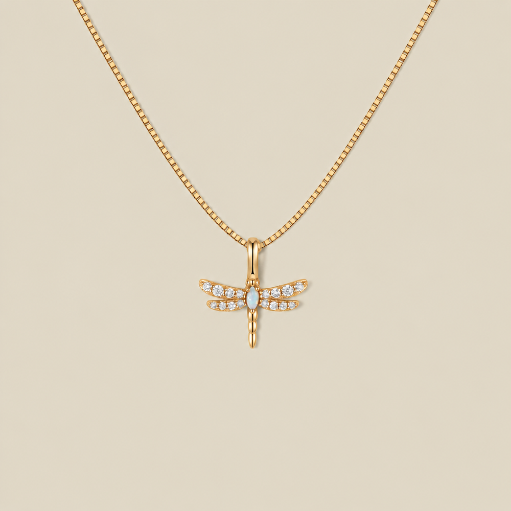 Opal Dragonfly Necklace