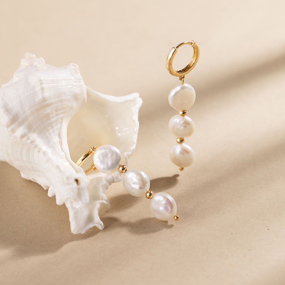 Laurel Pearl Drop Hoop Earrings | Statement Pearl Hoops – Made By Mary