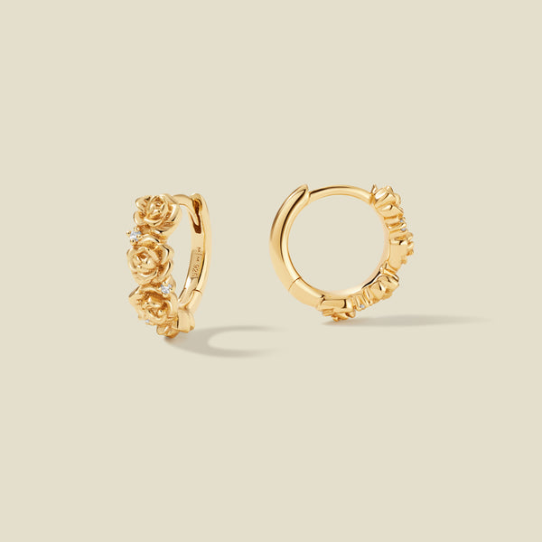 September CZ Birth Flower Huggie Hoop Earrings