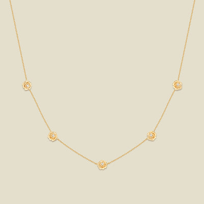 September CZ Birth Flower Station Necklace