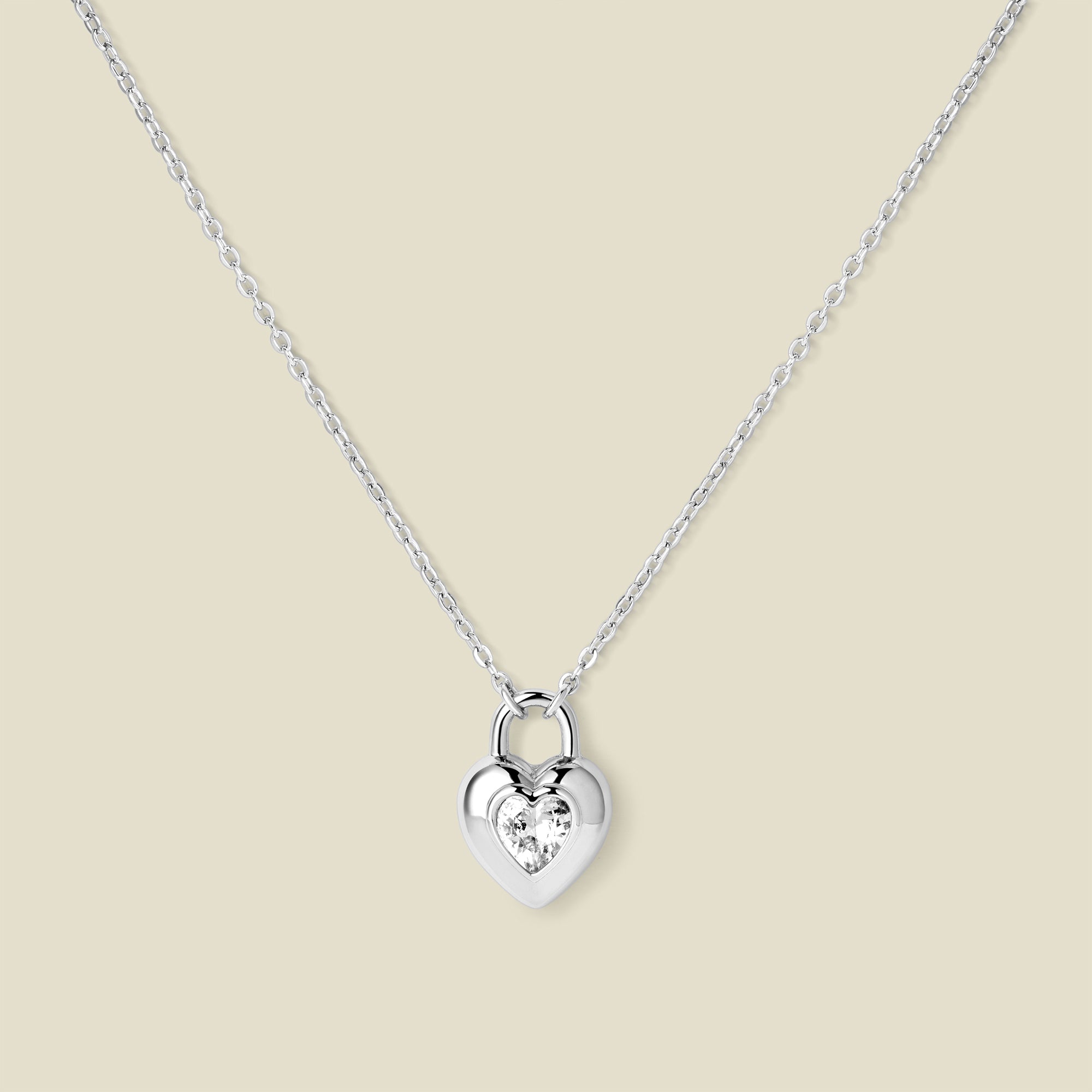 CZ Padlock Heart Necklace | Made By Mary