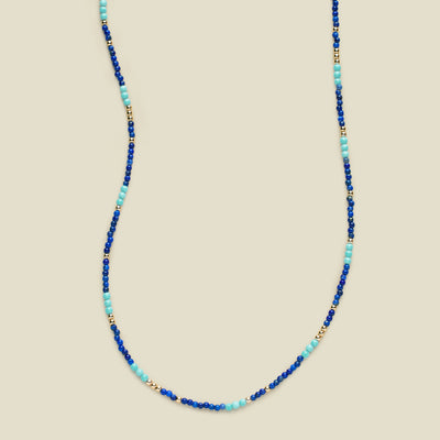 Turquoise and Lapis Beaded Choker Necklace | Final Sale