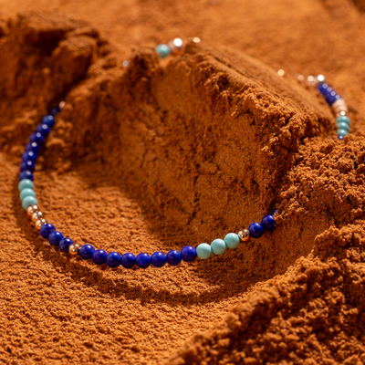 Turquoise and Lapis Beaded Bracelet | Final Sale