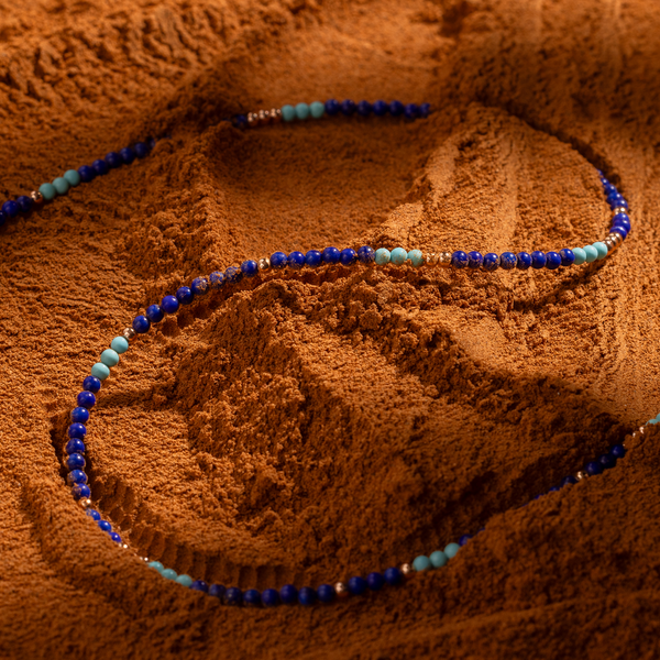 Turquoise and Lapis Beaded Choker Necklace | Final Sale
