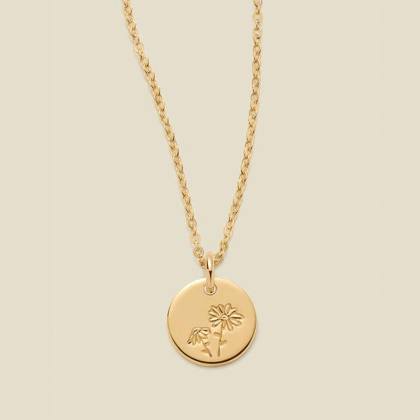 April Birth Flower Necklace Gold Filled / 3/8" / 16"-18" Necklace