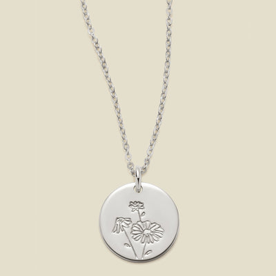 April Birth Flower Necklace Silver / 1/2" / 16"-18" Necklace