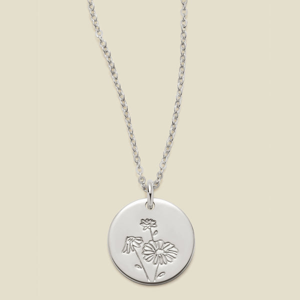 April Birth Flower Necklace Silver / 1/2" / 16"-18" Necklace