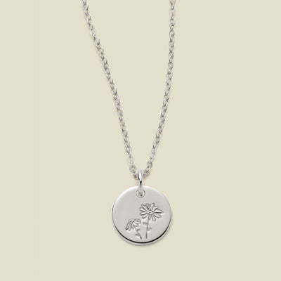 April Birth Flower Necklace Silver / 3/8" / 16"-18" Necklace