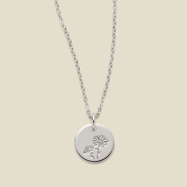 April Birth Flower Necklace Silver / 3/8" / 16"-18" Necklace