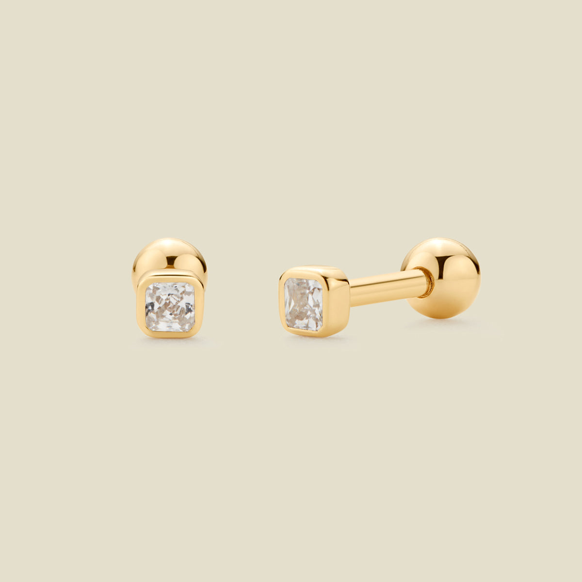 April Birthstone Stud Earrings Gold Vermeil Earring