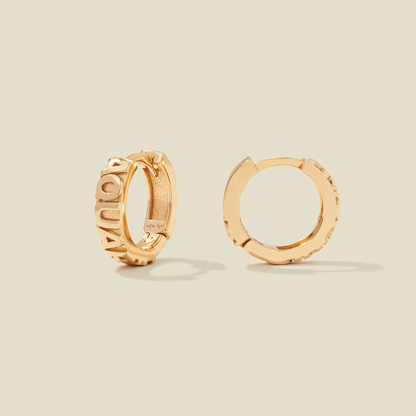 Aquarius Huggie Hoop Earrings Gold Vermeil Earring
