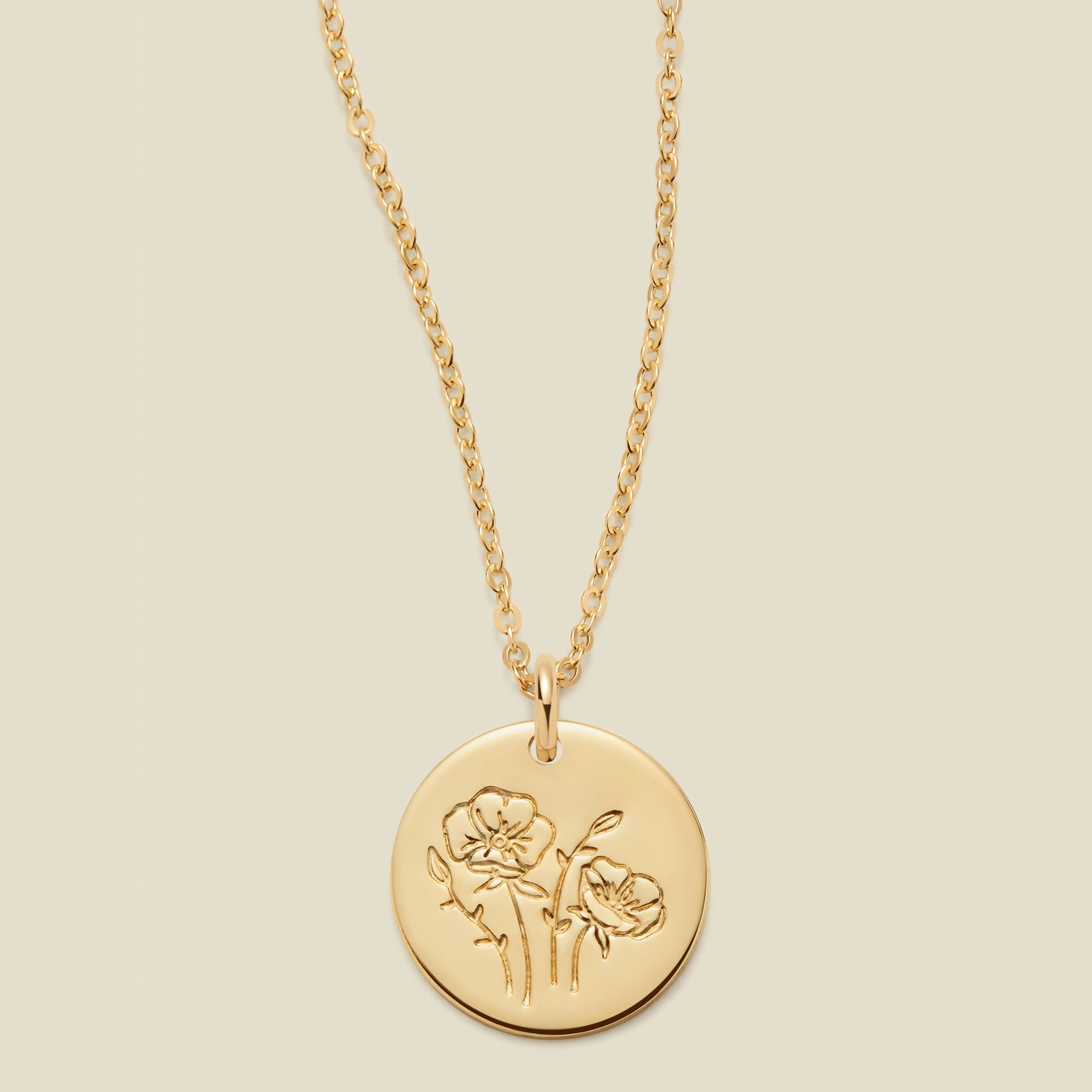 August Birth Flower Necklace Gold Filled / 1/2" / 16"-18" Necklace