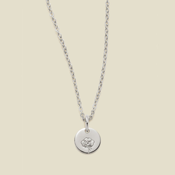 August Birth Flower Necklace Silver / 1/4" / 16"-18" Necklace
