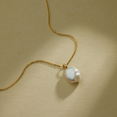 Baroque Pearl Charm Necklace Gold Vermeil Necklace