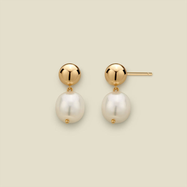 Baroque Pearl Dangly Statement Earrings Gold Vermeil Earring