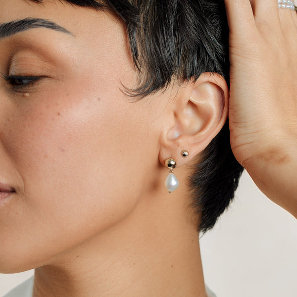 Baroque Pearl Dangly Statement Earrings Gold Vermeil Earring