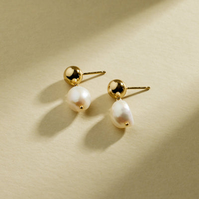 Baroque Pearl Dangly Statement Earrings Gold Vermeil Earring