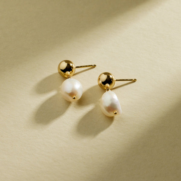 Baroque Pearl Dangly Statement Earrings Gold Vermeil Earring