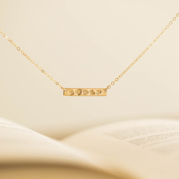 Birth Flower Bar Necklace | 1.25" horizontal bar Necklace