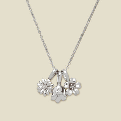 Birth Flower Charm Stacker Necklace Silver / 16"-18" Necklace