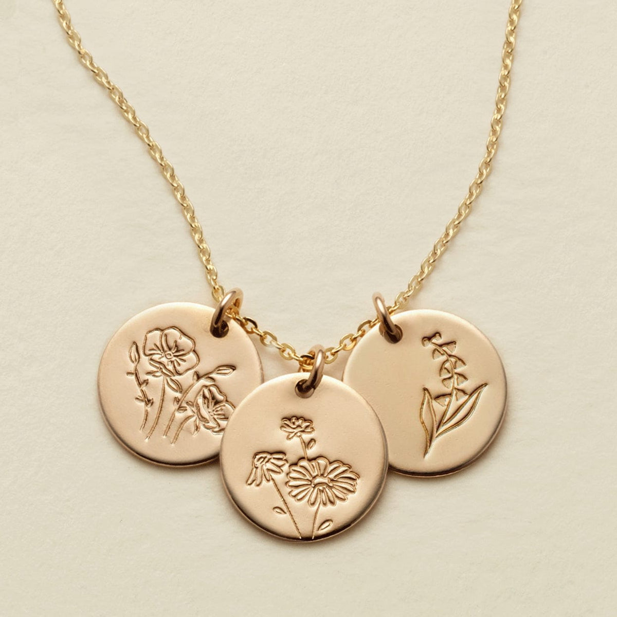 Birth Flower Stacker Necklace 1 2" Disc