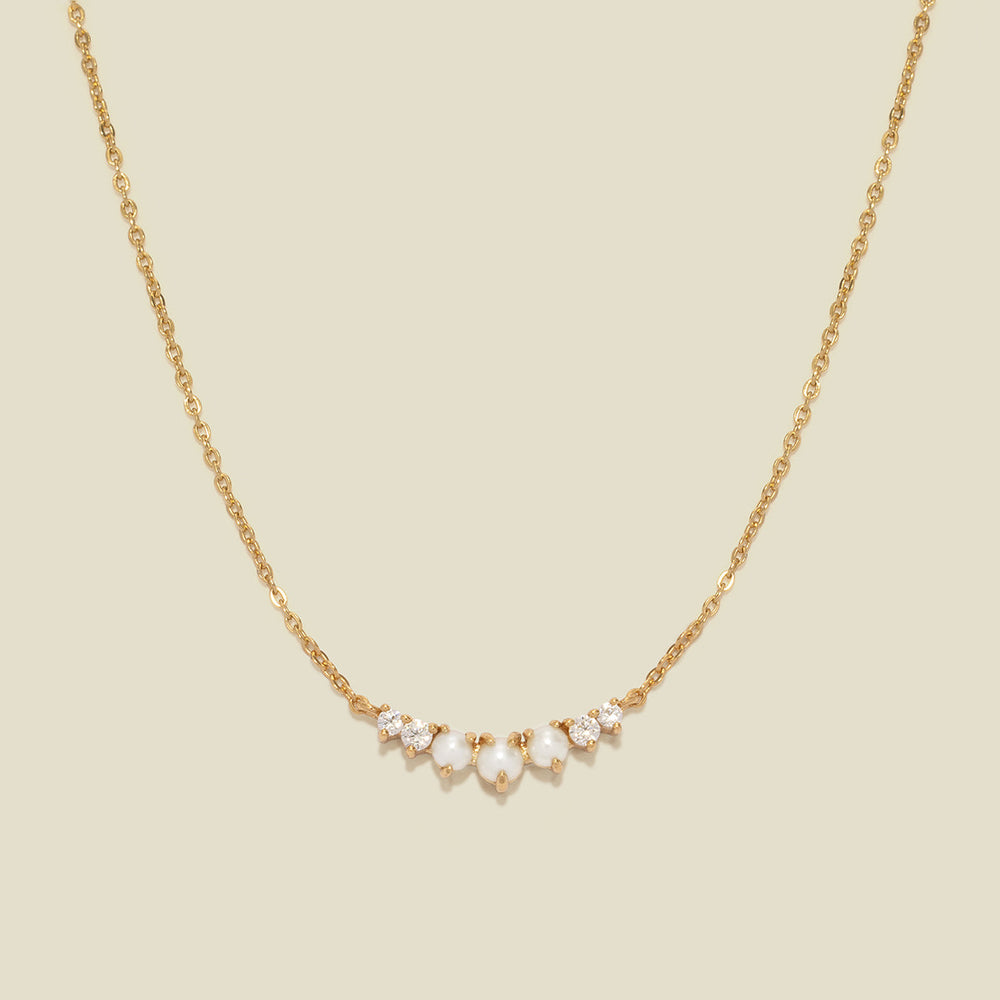 Crescent Pearl Necklace Gold Vermeil Necklace