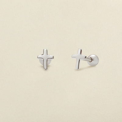 Cross Stud Earrings Silver Earring