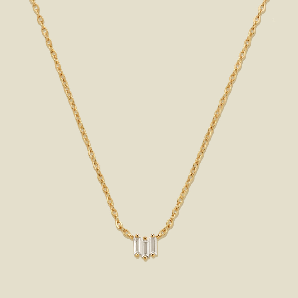 CZ Baguette Necklace Gold Vermeil Necklace