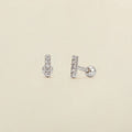 CZ Mini Bar Stud Earrings Silver Earring