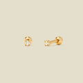 CZ Petite Prong-Set Stud Earrings Gold Vermeil Earring