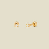 CZ Petite Prong-Set Stud Earrings Gold Vermeil Earring